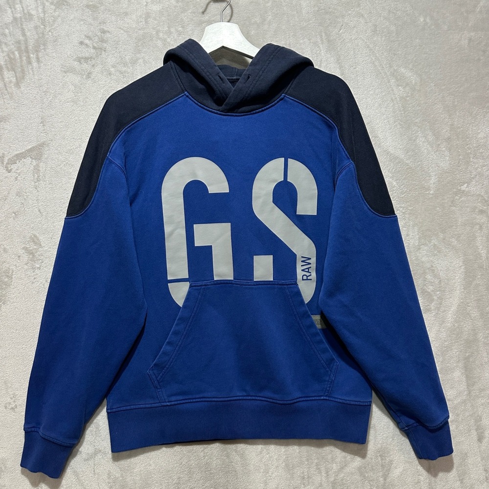 G-Star Raw Mens GS 89 Logo Block French Terry Pullover Hoodie Size Medium